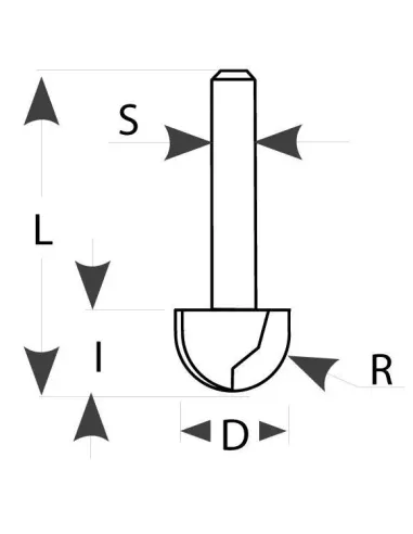 IGM Fachmann Round Nose Router Bit - R9,5 D19x12,7x52,7 S8 HW