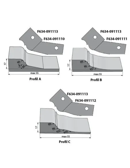 IGM Profile knife, type ABC for F634 side