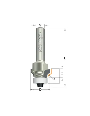 CMT C938 Xtreme Diamond Roundover Router Bit - R2 D16,7x8 S8, Delrin