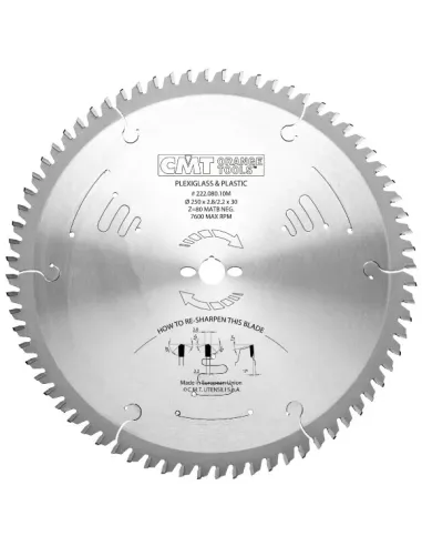 CMT Saw Blade for Laminated Flooring, PVC & Plexiglass