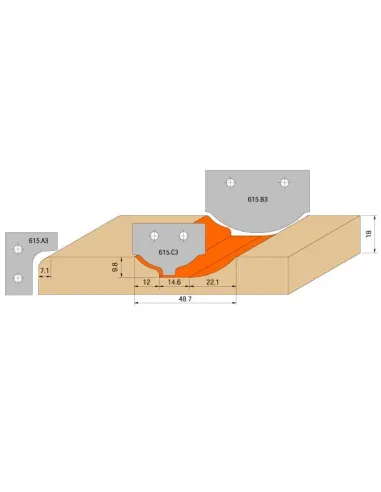 4pc Door Set C615, CNC S20 mm