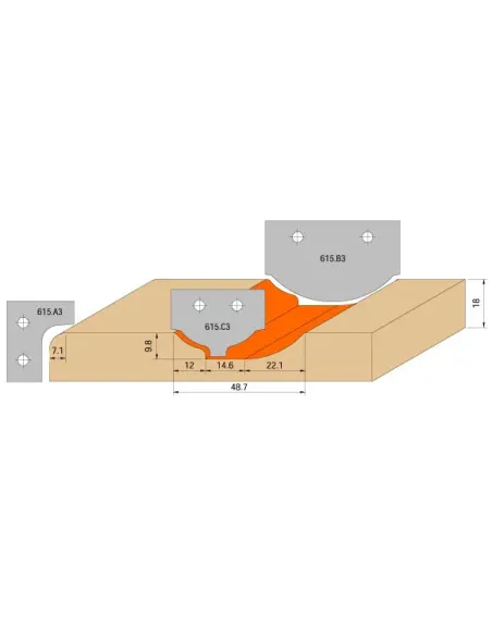 4pc Door Set C615, CNC S20 mm