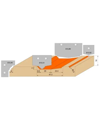 4pc Door Set C615, CNC S20 mm