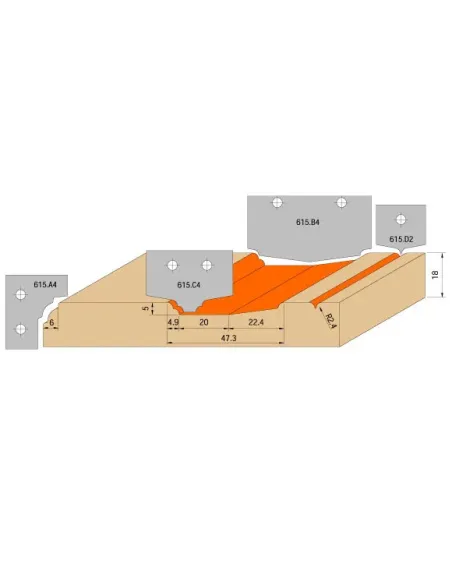 4pc Door Set C615, CNC S20 mm