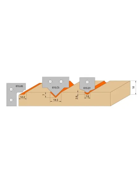 4pc Door Set C615, CNC S20 mm