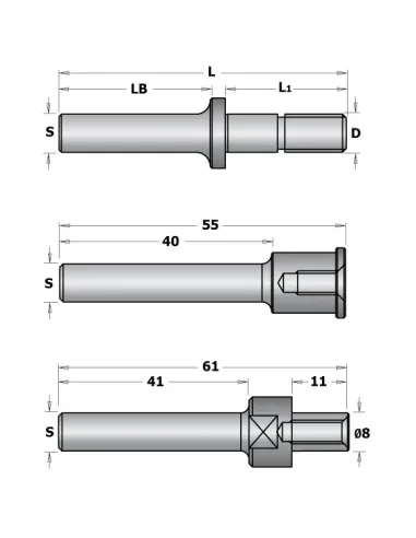 Slot Cutter Arbor with Spacers - S12,7 mm, DM8, L140