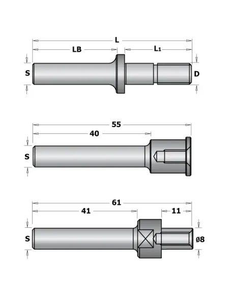 CMT C924 Slot Cutter Arbor with Bearing - S8