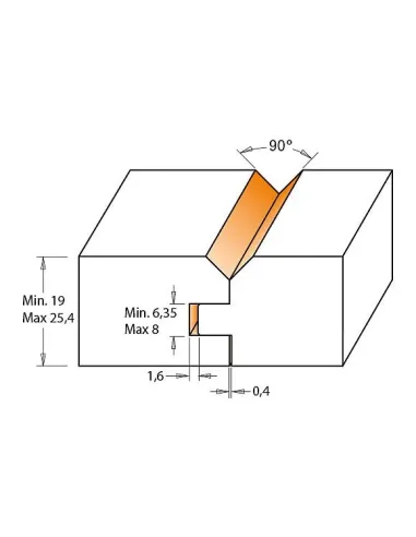 V-Joint Tongue and Groove Set - D44,4 t19-22,2 S12 mm