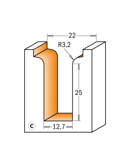 Router Bit - D22 d12,7 I31,7 S12 mm