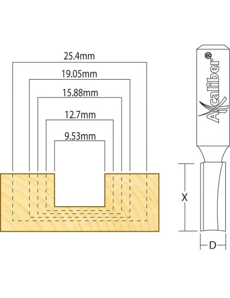 Axcaliber Twin Flute Straight Cutter with Bottom Cut Insert - 1/2"(12.7mm) 🪚 Premium Woodworking Equipment | JetTools.bg