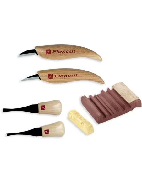 Flexcut Beginner Palm and Knife Set & Slip Strop - PACKAGE DEAL 🪚 Премиум оборудване за дървообработка | JetTools.bg