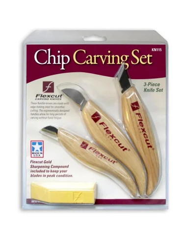 Flexcut KN115 3 Piece Chip Carving Set 🪚 Premium Woodworking Equipment | JetTools.bg