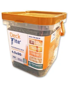 Tite-Fix Deck-Tite 4.5 x 50mm Pozi Screw Tub Net-Coat - Pack of 500 🪚 Premium Woodworking Equipment | JetTools.bg