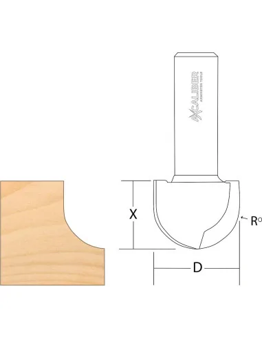 Axcaliber Round Nose/Radius Cutters - 1/2 Shank - 972 - 