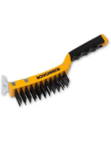 Roughneck Carbon Steel Wire Brush Soft Grip with Scraper 300mm - 4 Row